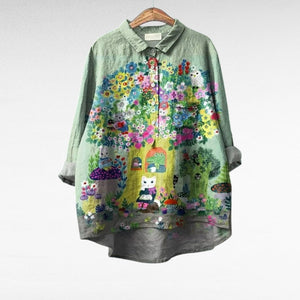 Blusa Josefina · De lino con estampado de verano