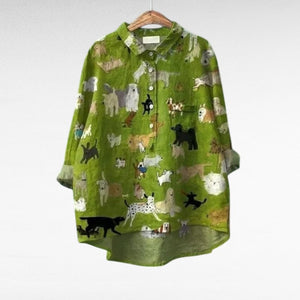 Blusa Martina · De lino, estampado luminoso