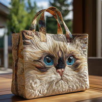 Bolso artesanal - Gato Blanco con Ojos Azules