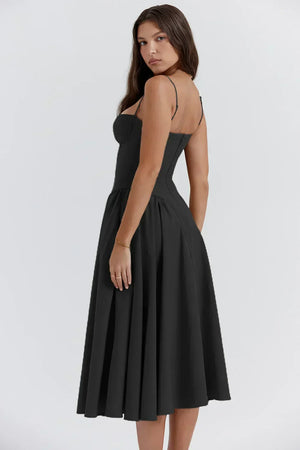 Sigrid | Vestido bustier sem mangas comprimento midi