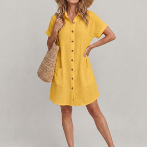 Vestido Justa · A la rodilla con bolsillos