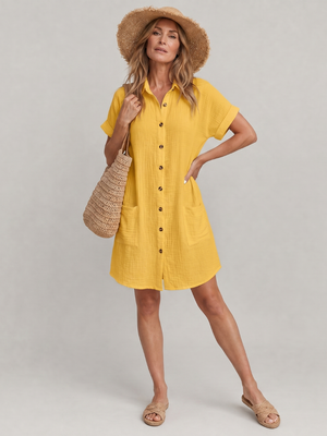 Vestido Justa · A la rodilla con bolsillos