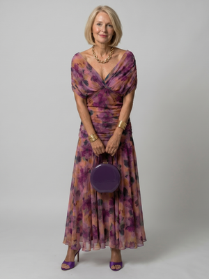 Vestido Lorena · Maxi floral con hombros descubiertos