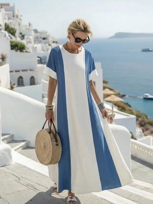 Vestido Oliva · Maxi bicolor