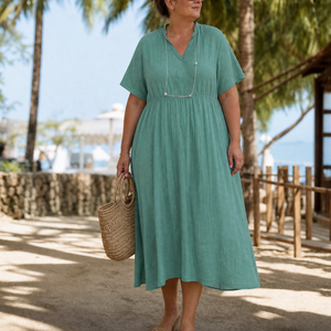 Vestido Hortensia · Midi texturizado de cuello en V