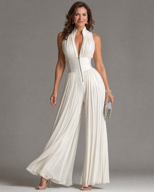 Mono Aurora · Palazzo de cuello halter plisado