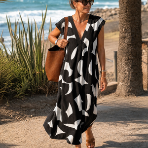 Vestido Leocadia · Midi de estampado artístico