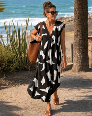 Vestido Leocadia · Midi de estampado artístico