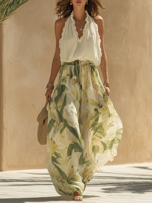 Conjunto Anita · Fluido estampado lirio