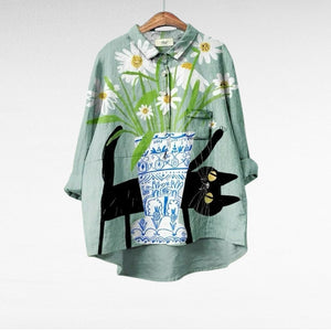 Blusa Leocadia · De lino, estampado luminoso