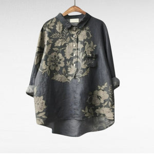 Blusa Javiera · De lino, estampado luminoso