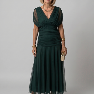 Vestido Lorena · Maxi floral con hombros descubiertos