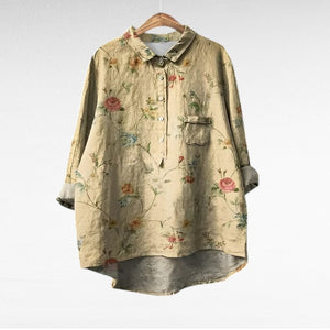 Blusa Justina · Lino ligero de aire mediterráneo