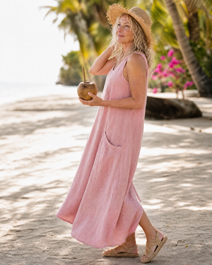Vestido Visitación · Midi sin mangas con bolsillos