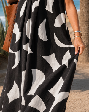 Vestido Leocadia · Midi de estampado artístico