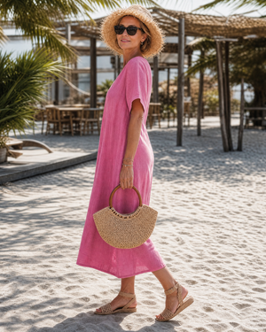 Vestido Filomena · Midi de algodón con cuello en V