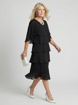 Vestido Clementina · Midi de volantes escalonados
