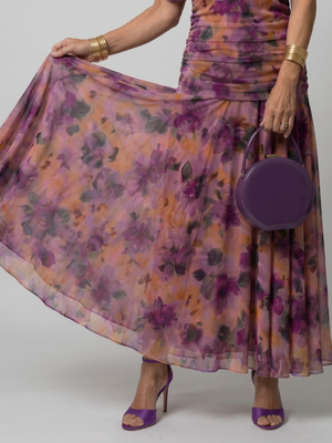 Vestido Lorena · Maxi floral con hombros descubiertos