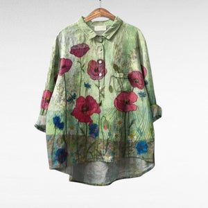 Blusa Macarena · De lino, estampado luminoso