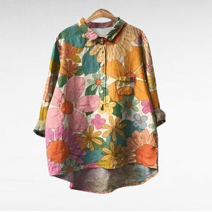 Blusa Lorena · Lino colorido y elegante