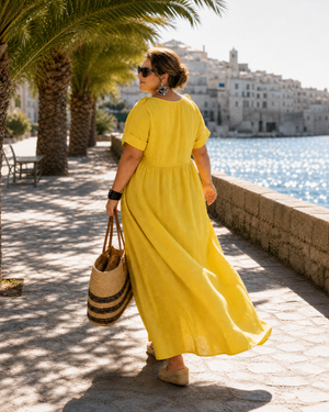 Vestido Damiana · Midi vaporoso de cuello en V