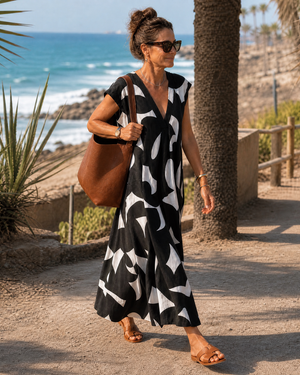Vestido Leocadia · Midi de estampado artístico