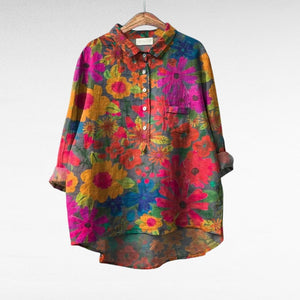 Blusa Iria · De lino con estampado de verano