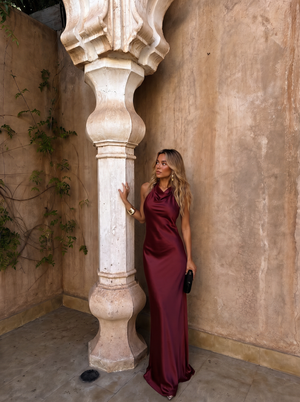 Vestido Engracia · Largo en tonos cálidos