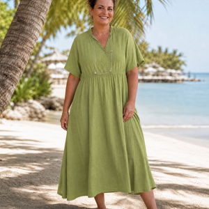 Vestido Hortensia · Midi texturizado de cuello en V