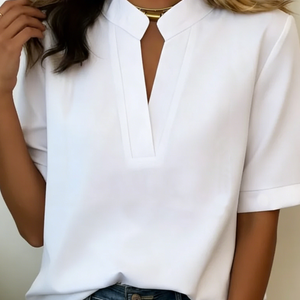 Blusa Ascen · Chic con escote en V y detalhe dourado