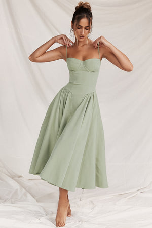Sigrid | Vestido bustier sem mangas comprimento midi