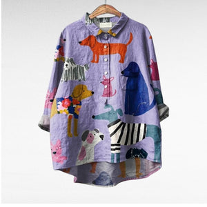 Blusa Maite · De lino con estampado de verano