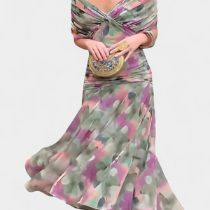 Vestido Idoia · Floral largo con escote en V