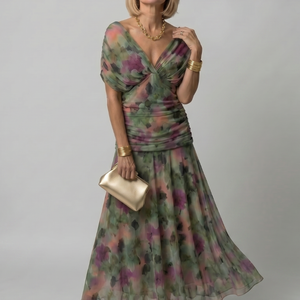 Vestido Lorena · Maxi floral con hombros descubiertos