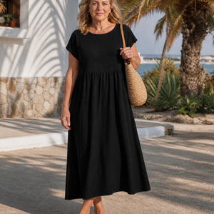 Vestido Jacinta · Midi minimalista de manga corta