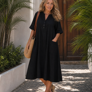Vestido Begoña · Midi con botones y manga francesa