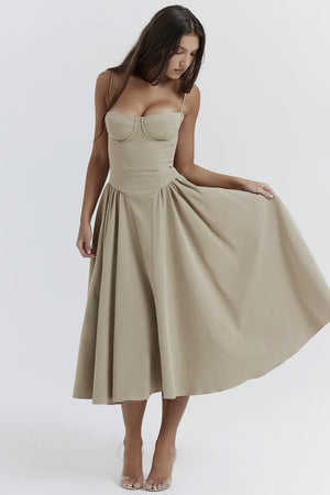 Sigrid | Vestido bustier sem mangas comprimento midi