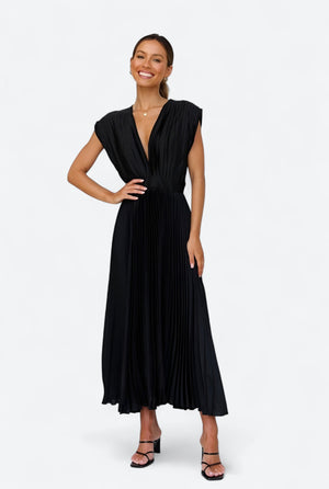 Selina | Vestido sem mangas com pregas e fecho éclair