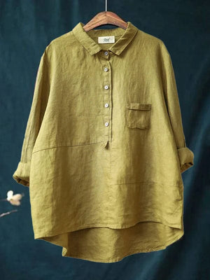 Blusa Mencía · De lino con estampado de verano