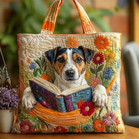 Bolso artesanal - Jack Russell con Libros y Flores