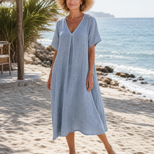 Vestido Filomena · Midi de algodón con cuello en V