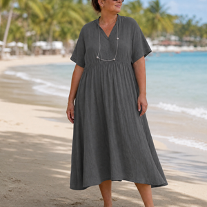 Vestido Hortensia · Midi texturizado de cuello en V