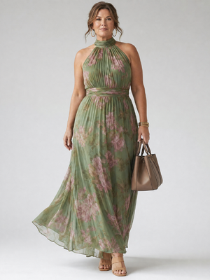 Vestido Mirelle · Maxi floral de cuello halter