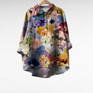 Blusa Nereida · De lino, estampado luminoso