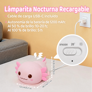 Lámpara Squishy de Silicona — Mochi, Axolote