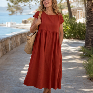 Vestido Jacinta · Midi minimalista de manga corta