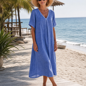 Vestido Filomena · Midi de algodón con cuello en V