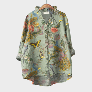 Blusa Leticia · De lino con estampado de verano