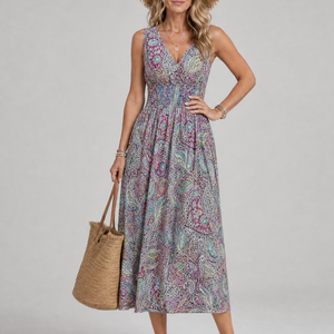 Vestido Gertrudis · Midi de estampado paisley