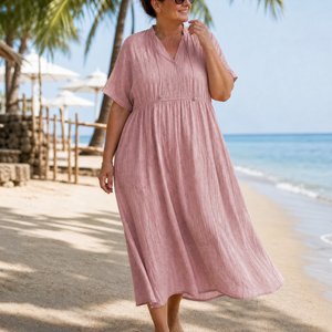 Vestido Hortensia · Midi texturizado de cuello en V
